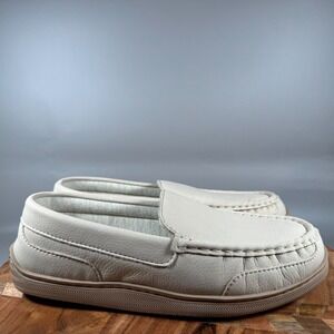 My Slippers‎ Womens Size 9 Cream Leather Moccasin Loafer Comfort Slippers